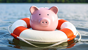 piggy bank floating in water